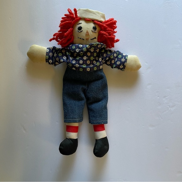 Handmade Raggedy Ann and Andy doll set embroidered face cloth vintage decor prop - Picture 4 of 12